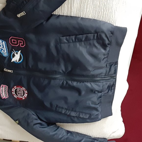 Varsity Bomber Jacket (Navy) - Picture 3 of 5